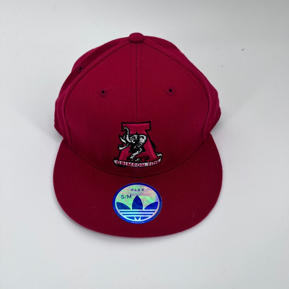 New Alabama Adidas Cap Hat Red Old School Logo Embroidered Flex S/M Size